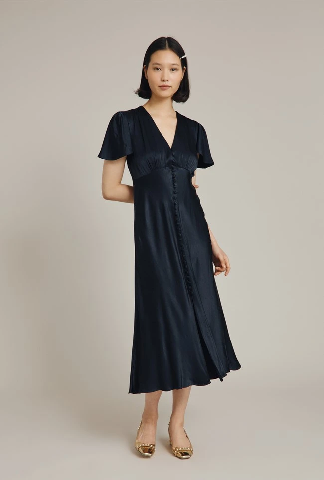 Grace Satin Midi Dress Navy 3 Grace Satin Midi Dress Navy