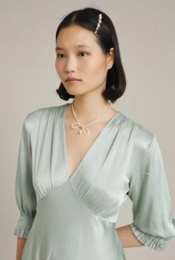 Elle Satin Midi Dress Dusty Green -Ghost Fashion Store D04G019 J29 24230 650px 964px