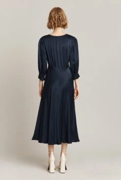 Elle Satin Midi Dress Navy -Ghost Fashion Store D04G019 K10 25261 650px 964px