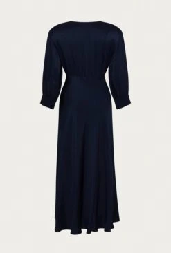 Elle Satin Midi Dress Navy -Ghost Fashion Store D04G019 K10 26037 650px 964px