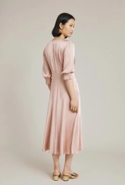 Elle Satin Midi Dress Boudoir Pink -Ghost Fashion Store D04G019 N27 24246 650px 964px