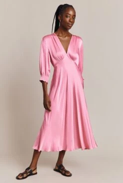 Elle Satin Midi Dress Light Pink 10 Elle Satin Midi Dress Light Pink -Ghost Fashion Store D04G019A H44 27013 650px 964px