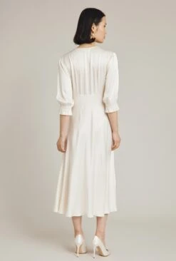 Elle Satin Midi Dress Ivory -Ghost Fashion Store D04G019A M12 27482 650px 964px