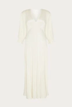 Elle Satin Midi Dress Ivory -Ghost Fashion Store D04G019A M12 27483 650px 964px