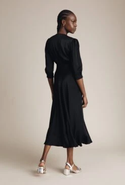 Madison Satin Midi Dress Black -Ghost Fashion Store D05G001 A01 25308 650px 964px