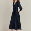Madison Satin Midi Dress Navy -Ghost Fashion Store D05G001 K10 27133 650px 964px