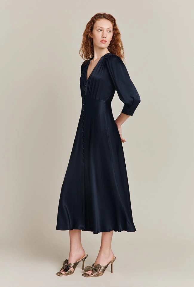 Madison Satin Midi Dress Navy 3 Madison Satin Midi Dress Navy