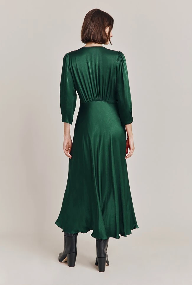 Madison Satin Midi Dress Dark Green 6 Madison Satin Midi Dress Dark Green - Image 4
