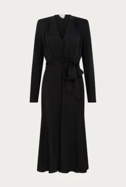 Meryl Satin Midi Dress Black -Ghost Fashion Store D05G002 A01 25851 650px 964px