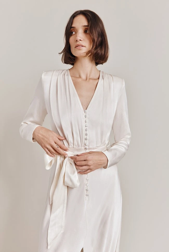 Meryl Satin Midi Dress Ivory 5 Meryl Satin Midi Dress Ivory - Image 3