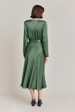 Meryl Satin Midi Dress Fir -Ghost Fashion Store D05G002A J77 28757 650px 964px