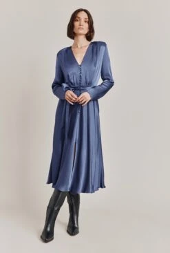 Meryl Satin Midi Dress Dark Blue -Ghost Fashion Store D05G002A K06 28764 650px 964px