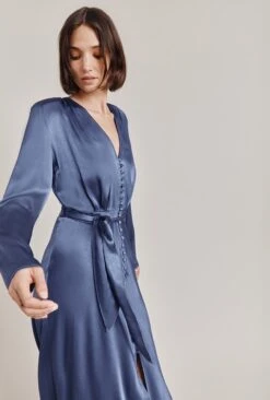 Meryl Satin Midi Dress Dark Blue -Ghost Fashion Store D05G002A K06 28765 650px 964px