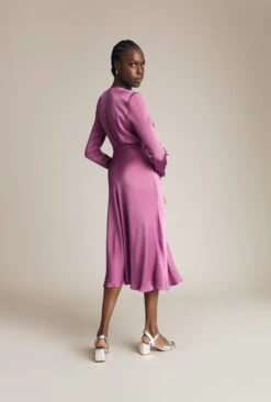Meryl Satin Midi Dress Bright Mauve -Ghost Fashion Store D05G002A L12 26869 650px 964px