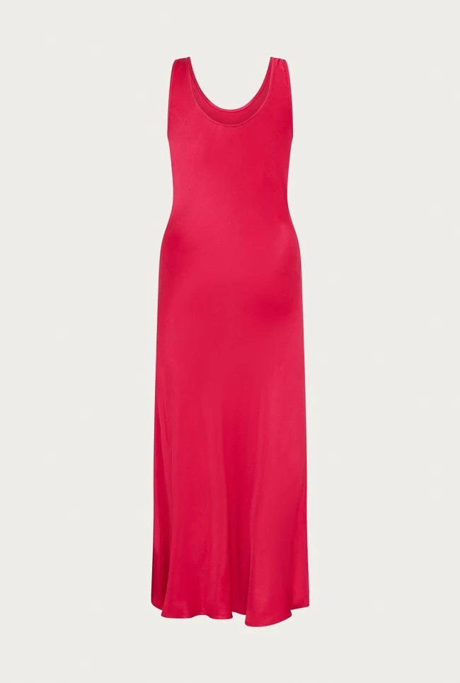 Palm Hot Pink Satin Slip Midi Dress Hot Pink 8 Palm Hot Pink Satin Slip Midi Dress Hot Pink - Image 6