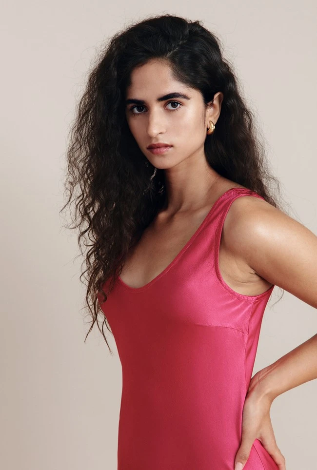 Palm Hot Pink Satin Slip Midi Dress Hot Pink 4 Palm Hot Pink Satin Slip Midi Dress Hot Pink - Image 2