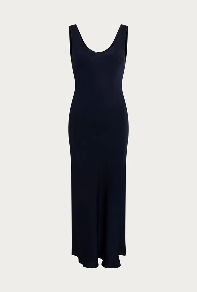 Palm Satin Slip Midi Dress Navy 7 Palm Satin Slip Midi Dress Navy - Image 5