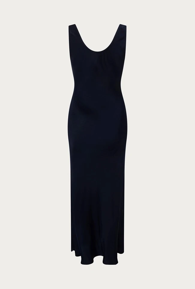 Palm Satin Slip Midi Dress Navy 8 Palm Satin Slip Midi Dress Navy - Image 6