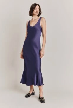 Palm Satin Slip Midi Dress Purple -Ghost Fashion Store D05G003A L07 28750 650px 964px