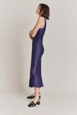 Palm Satin Slip Midi Dress Purple -Ghost Fashion Store D05G003A L07 28751 650px 964px