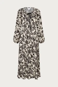 Belle Crepe Midi Dress Graphic Floral -Ghost Fashion Store D05G008 Z04 24962 650px 964px