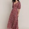 Annie Crepe Midi Dress Red Floral -Ghost Fashion Store D05G021 Z14 25718 650px 964px