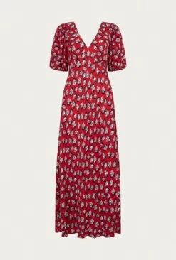 Annie Crepe Midi Dress Red Floral -Ghost Fashion Store D05G021 Z14 25721 650px 964px