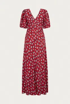 Annie Crepe Midi Dress Red Floral -Ghost Fashion Store D05G021 Z14 25722 650px 964px