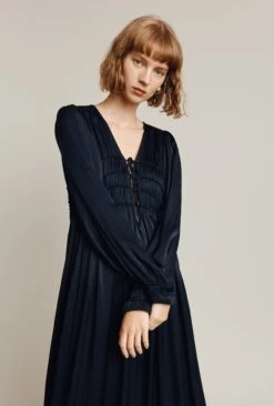 Violet Satin Midi Dress Navy -Ghost Fashion Store D05G026 K10 26256 650px 964px