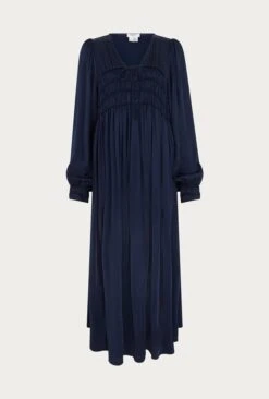 Violet Satin Midi Dress Navy -Ghost Fashion Store D05G026 K10 26259 650px 964px