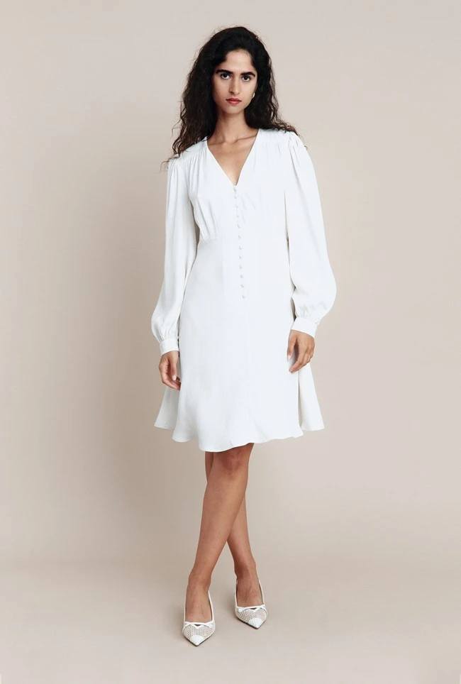 Shyla Crepe Knee-Length Dress Ivory 3 Shyla Crepe Knee-Length Dress Ivory