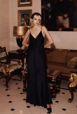 Sariyah Satin Maxi Dress Black -Ghost Fashion Store D05G069 A01 26305 650px 964px