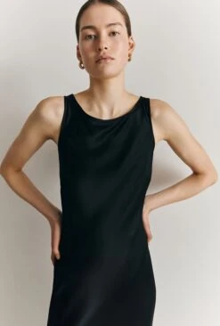 Callie Satin Maxi Dress Black -Ghost Fashion Store D05G070 A01 27063 650px 964px