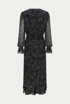 Su Georgette Maxi Dress Black Velvet Bows -Ghost Fashion Store D06G001A Z27 26471 650px 964px