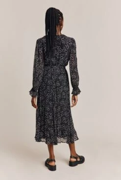 Su Georgette Maxi Dress Black Velvet Bows -Ghost Fashion Store D06G001A Z27 26981 650px 964px