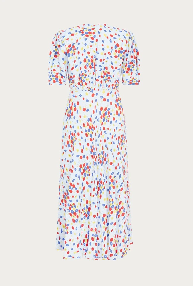 Lucy Satin Midi Dress Blue Umbrella Flowers 8 Lucy Satin Midi Dress Blue Umbrella Flowers - Image 6