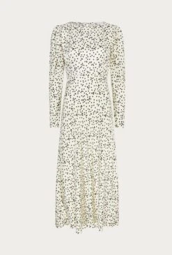 Rosaleen Satin Midi Dress Afterglow Spot -Ghost Fashion Store D06G006 Z15 27200 650px 964px