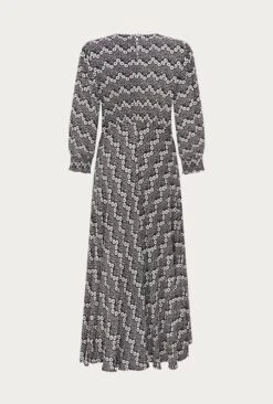 Pippa Crepe Midi Dress Zig Zag Flower -Ghost Fashion Store D06G008 Z17 27383 650px 964px