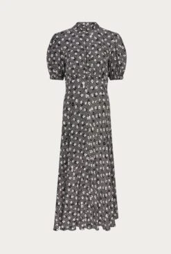 Luella Crepe Midi Dress Black Shadow Daisy -Ghost Fashion Store D06G010A Z35 26607 650px 964px