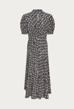 Luella Crepe Midi Dress Black Shadow Daisy -Ghost Fashion Store D06G010A Z35 26608 650px 964px