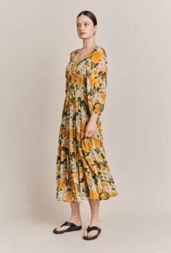 Pandora Georgette Midi Dress Green Hydrangea 10 Pandora Georgette Midi Dress Green Hydrangea -Ghost Fashion Store D06G015A Z21 27411 650px 964px