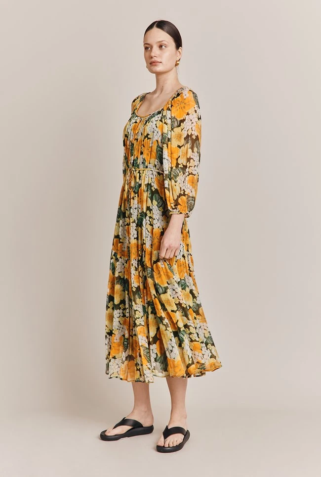 Pandora Georgette Midi Dress Green Hydrangea 5 Pandora Georgette Midi Dress Green Hydrangea - Image 3