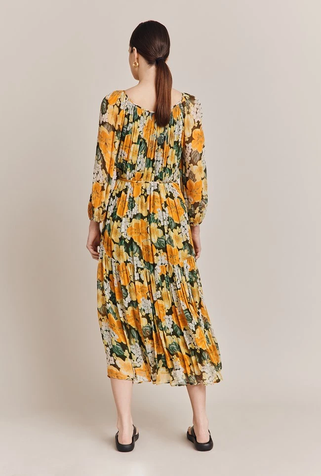 Pandora Georgette Midi Dress Green Hydrangea 6 Pandora Georgette Midi Dress Green Hydrangea - Image 4
