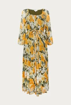 Pandora Georgette Midi Dress Green Hydrangea 12 Pandora Georgette Midi Dress Green Hydrangea -Ghost Fashion Store D06G015A Z21 27414 650px 964px