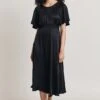 Flora Satin Midi Dress Black -Ghost Fashion Store D06G016 A01 28053 650px 964px