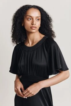 Flora Satin Midi Dress Black -Ghost Fashion Store D06G016 A01 28055 650px 964px