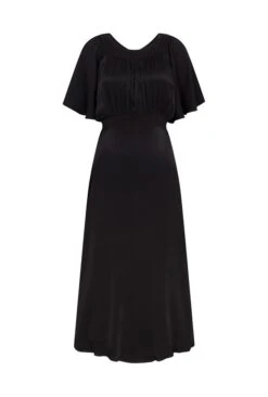 Flora Satin Midi Dress Black -Ghost Fashion Store D06G016 A01 28057 650px 964px