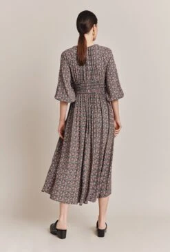 Larissa Crepe Midi Dress Black Mini Roses -Ghost Fashion Store D06G026 Z48 27419 650px 964px