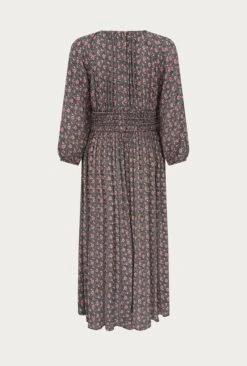 Larissa Crepe Midi Dress Black Mini Roses -Ghost Fashion Store D06G026 Z48 27421 650px 964px