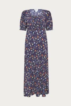 Becca Navy Floral Print Midi Dress Navy Floral -Ghost Fashion Store D06G028A Z31 27365 650px 964px